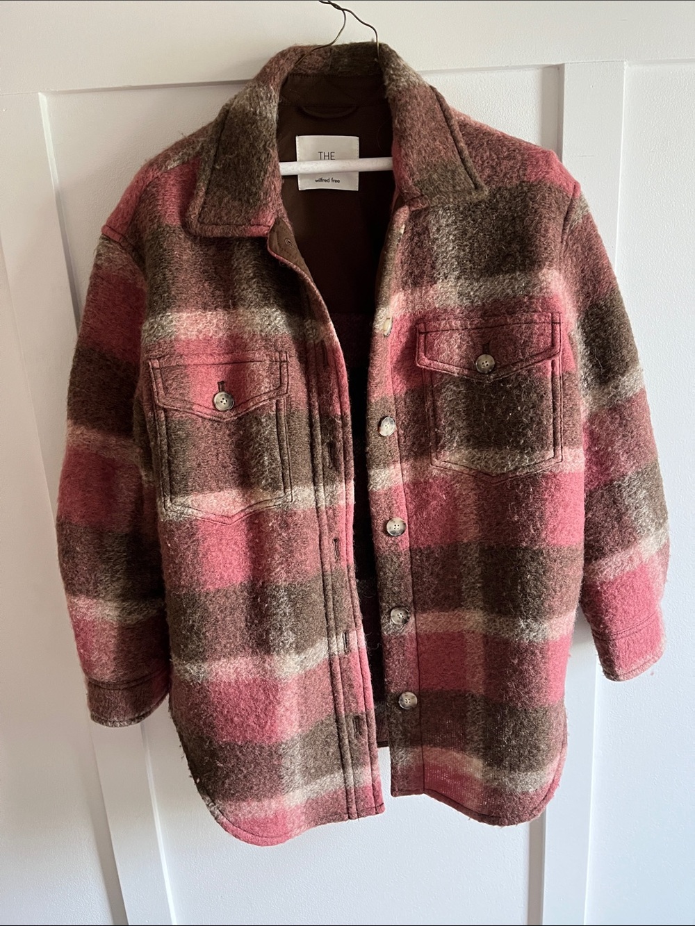 Pink & Brown Plaid wilfred the ganna Wool-Blend Jacket size S
